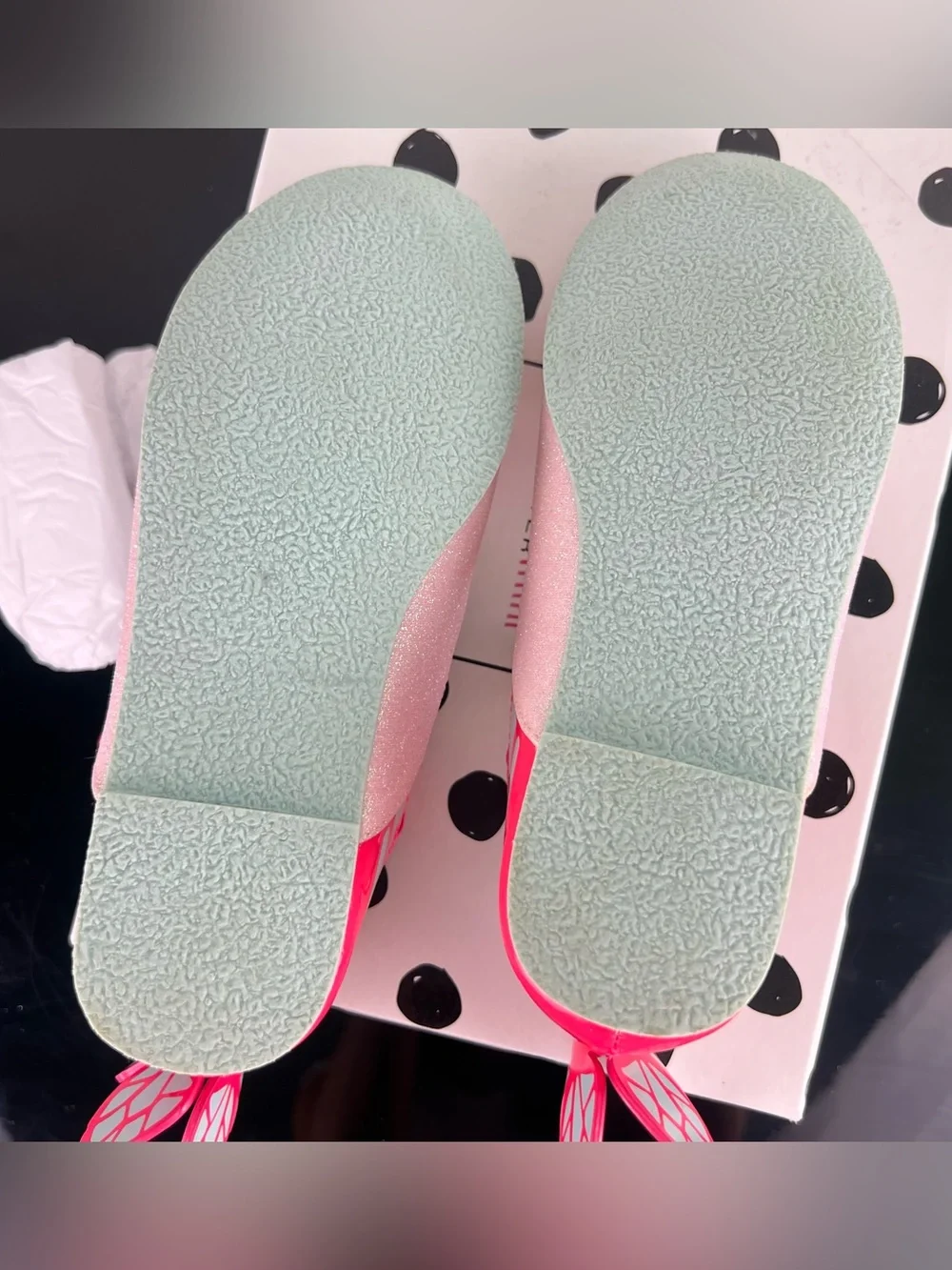 Sophie Webster Mini Chiara Pink Glitter Butterfly Mary Jane Flats, Pink, 33 EU